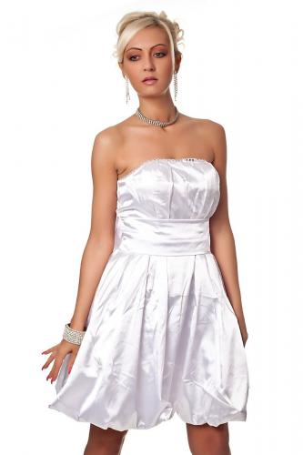 Белое атласное платье без бретелек - купить 