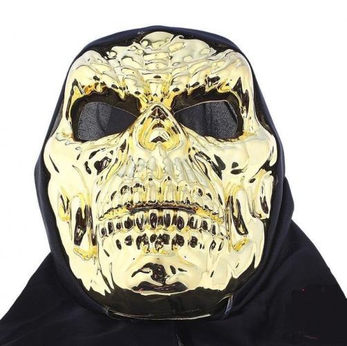 Золотистая маска черепа в черной накидке - купить 