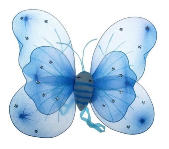 Голубые крылья бабочки с цветочками - купить 