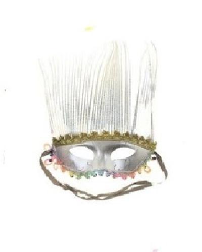 Карнавальная маска нимфы серебристого цвета - купить 