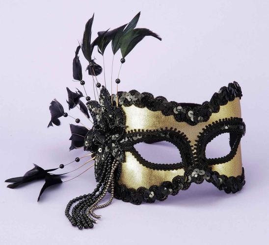 Карнавальная черно-золотая маска - купить 