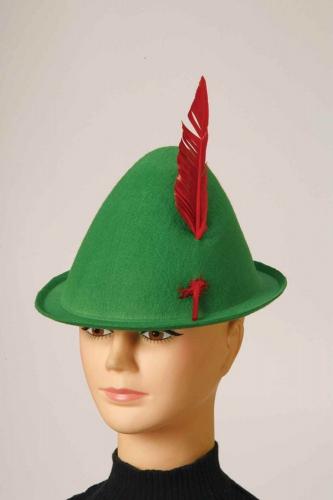 Зеленая альпийская шляпа с пером - купить 