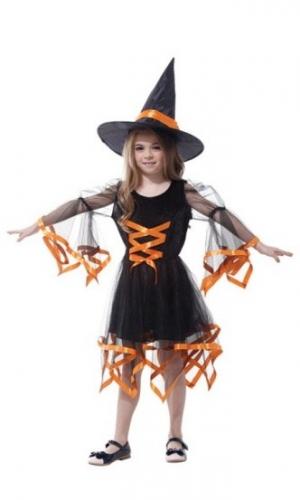 Детский костюм ведьмочки оранжевый - купить 