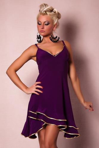 Фиолетовое платье с золотой отделкой - купить 