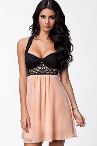 Черно-розовое платье с легкой юбкой - купить 