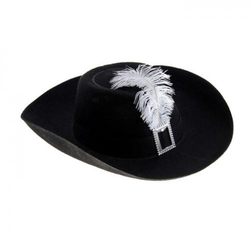 Черная шляпа мушкетера с пером - купить 