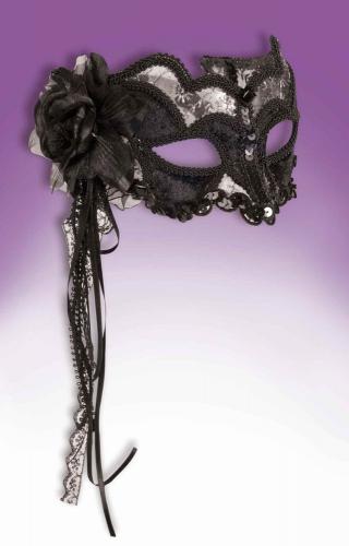 Черно-серебряная венецианская маска - купить 