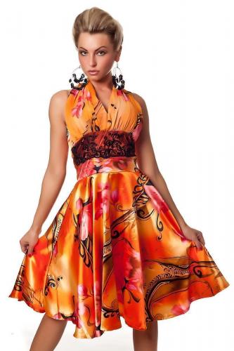 Оранжевое цветочное платье - купить 