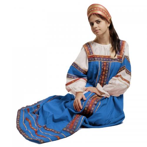Русский костюм Забавы синий - купить 