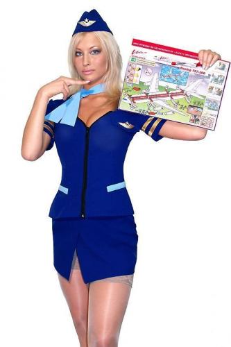 Синий костюм секси стюардессы - купить 