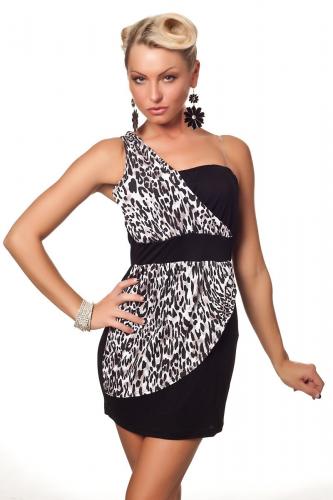 Черно-леопардовое мини-платье - купить 