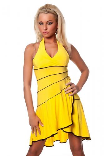Желтое платье с черной отделкой - купить 