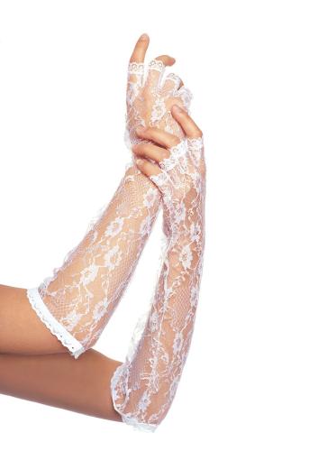 Белые кружевные перчатки - купить 