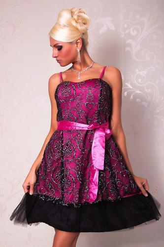 Розово-черное узорчатое платье - купить 