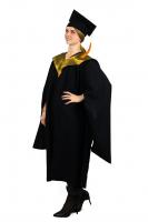 Мантия выпускника с золотистым капюшоном из атласа