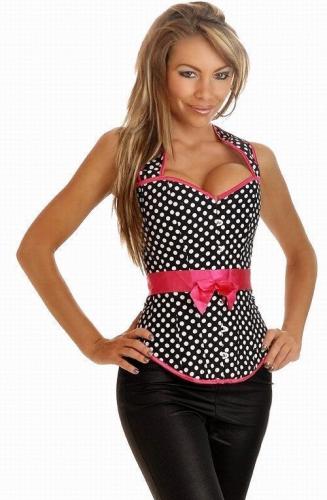 Черный корсет в белый горох - купить 